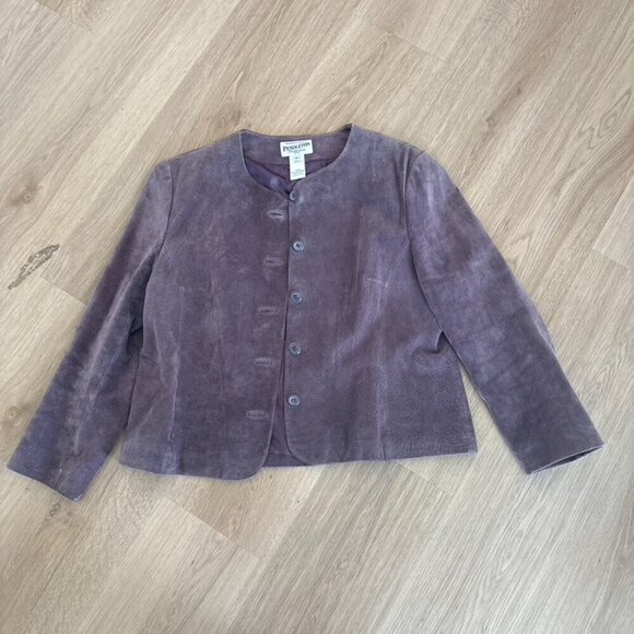 PENDELTON Suede Leather Jacket Purple size petite Medium - Picture 1 of 7